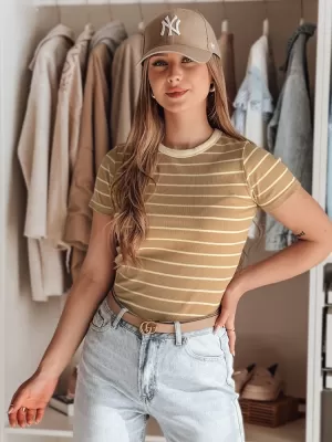 Dámské triko DSTREET LINESS RY2819 KARAMELOVÁ