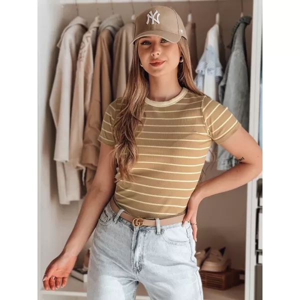  Dámské triko DSTREET LINESS RY2819 KARAMELOVÁ 