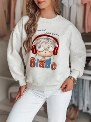 Dámská mikina DSTREET LALA VIBE BY1503 SVĚTLE ŠEDÁ