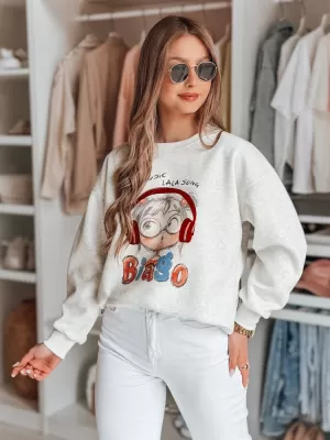 Dámská mikina DSTREET LALA VIBE BY1503 SVĚTLE ŠEDÁ
