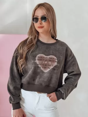 Dámská mikina DSTREET DESSER BY1464 TMAVĚ ŠEDÁ