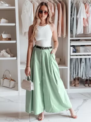 Dámské kalhoty DSTREET FLOWES UY2594 SVĚTLE ZELENÁ